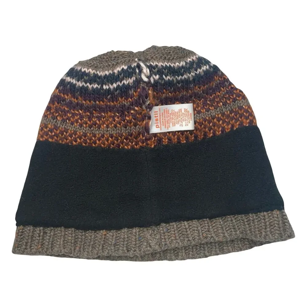Pistil Visby Pom Beanie Hat Womens Brown Knit Fair Isle Tweed Flecks Mountain